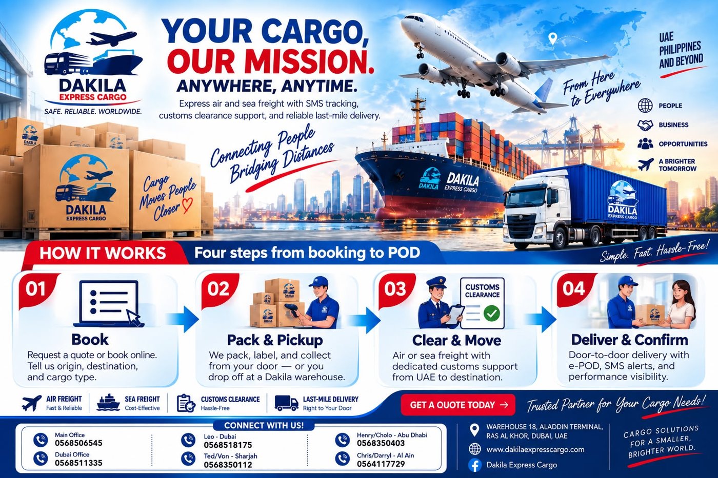 Dakila Express Cargo — four steps from booking to proof of delivery